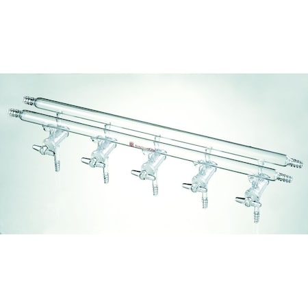 Synthware MANIFOLD, HIGH VACUUM SOLID GLASS STOPCOCKS, 3 PORT, 300mm. M250003